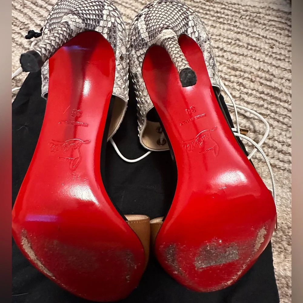 Christian Louboutin Snakeskin and Brown Heels - Picture 6 of 6